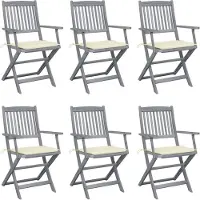 vidaXL Inklapbare stoelen 6 st met kussens massief acaciahout