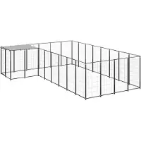 vidaXL Hondenkennel 10,89 m² staal zwart