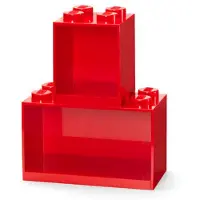 LEGO Iconic Brick Boekenplanken 4 + 8 Noppen - Set van 2 Stuks - Rood