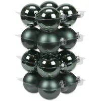 Othmar decorations 16x Glazen kerstballen mat en glans emerald groen 8 cm - Kerstbal