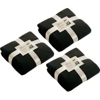 Blokker 3x Fleece Woondekens/woonplaids Zwart 130 X 170 Cm - Plaids