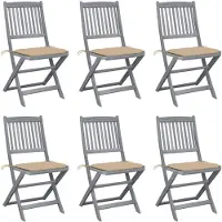 vidaXL Inklapbare stoelen 6 st met kussens massief acaciahout