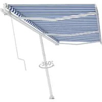vidaXL Luifel vrijstaand automatisch 600x300 cm blauw en wit
