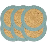 vidaXL Placemats 6 st 38 cm jute en katoen natuurlijk en groen