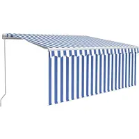 vidaXL Luifel handmatig uittrekbaar rolgordijn LED 3x2,5 m blauw wit