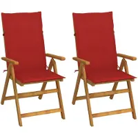 vidaXL : 2 verstelbare klapstoelen met kussens, gemaakt van massief acaciahout