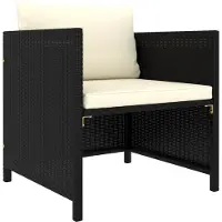 vidaXL Tuinbank met kussens poly rattan zwart