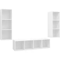 vidaXL 3-delige Tv-meubelset bewerkt hout wit