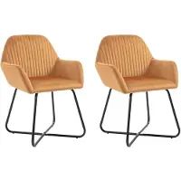 vidaXL Eetkamerstoelen 2 st fluweel crèmekleurig