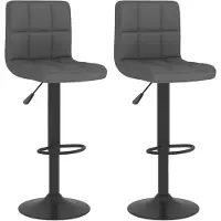 vidaXL Barkruk, 2 stuks, donkergrijs, met stoffen bekleding