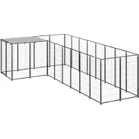 vidaXL Hondenkennel 6,05 m² staal zwart