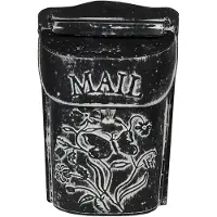 Clayre & Eef Brievenbus 22x7x33 cm Zwart Wit Metaal Bloemen Mail Wandbrievenbus Zwart Wandbrievenbus