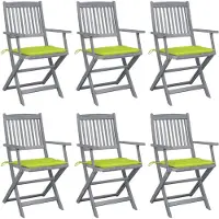 vidaXL Tuinstoelen 6 st inklapbaar met kussens massief acaciahout
