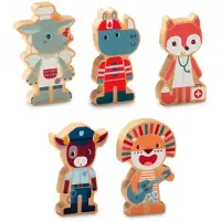 Lilliputiens Houten Personages Superberoepen - 5 stuks