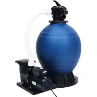 vidaXL Zandfilter met 7-weg ventiel en 1000W pomp, blauw/zwart