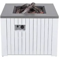 Garden Impressions Cozy Living sfeerhaard Faro mat wit aluminium 80x80 cm