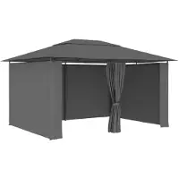 vidaXL Tuinpaviljoen met gordijnen 4x3 m antraciet