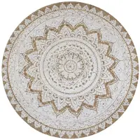vidaXL Tapijt met print rond 150 cm gevlochten jute