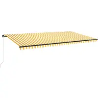 vidaXL Luifel handmatig uittrekbaar met LED 600x350 cm geel en wit