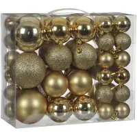 House of Seasons 46x stuks kunststof kerstballen goud 4, 6 en 8 cm - Kerstbal