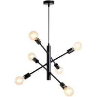 Livin24 Hanglamp Harvey 6-lichts zwart