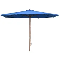 vidaXL Parasol met houten paal 350 cm blauw