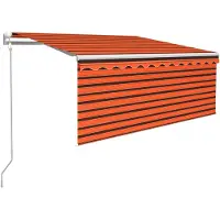 vidaXL Luifel met rolgordijn, LED en windsensor 3,5x2,5 m oranje bruin