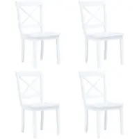 vidaXL Eetkamerstoelen 4 st massief rubberwood wit