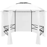 vidaXL Tuincentrale met gordijnen, 360x312x265 cm, wit, 180 g/m²