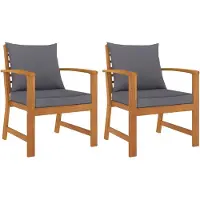 vidaXL Tuinstoelen 2 st met donkergrijs kussen massief acaciahout