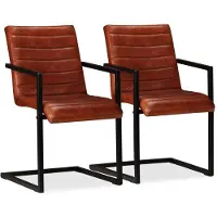 vidaXL Eetkamerstoelen echt leer bruin 2 st
