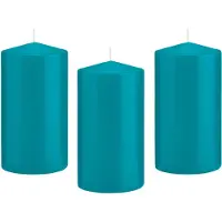 Blokker 8x Kaarsen Turquoise Blauw 8 X 15 Cm 69 Branduren Sfeerkaarsen - Stompkaarsen