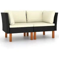 vidaXL Hoekbanken 2 st poly rattan en massief eucalyptushout
