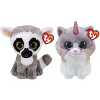 TY - Knuffel - Beanie Buddy - Linus Lemur & Asher Cat