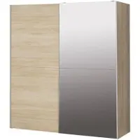 Merkloos ULOS Kledingkast met 2 schuifdeuren + spiegel - Chene sonoma - L 170,3 x D 61,2 x H 190,5 cm