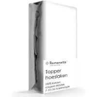 Romanette Topper Hoeslaken Wit (Katoen)-90 x 220 cm