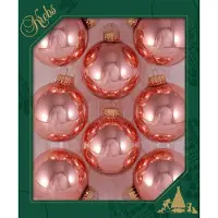 Merkloos 16x stuks glazen kerstballen 7 cm koraal roze glans - Kerstbal