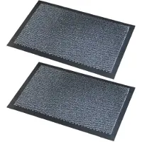 Wicotex 2x stuks deurmatten/schoonloopmatten Faro zwart grijs 40 x 60 cm - Deurmatten
