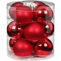 Merkloos Inge Christmas Goods Kerstballen - 12 stuks - rood - 8 cm - Kerstbal
