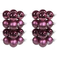 Othmar decorations 32x stuks glazen kerstballen cherry roze (heather) 8 cm mat/glans - Kerstbal