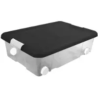 Hega hogar 1x Stuks kunststof stapelbare opbergbakken met wieltjes 31 liter 61 x 44 x 17 cm - Opbergbox