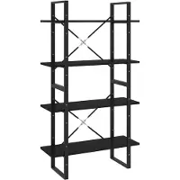 vidaXL Boekenkast met 4 schappen 80x30x140 cm massief grenenhout zwart