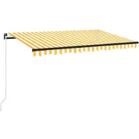 vidaXL Luifel handmatig uittrekbaar 450x350 cm geel en wit