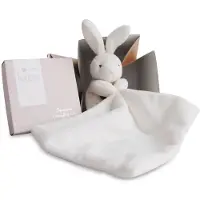 Doudou et Compagnie Zachte knuffelzakdoek - 10 cm - Bloemendoos - DOUDOU ET COMPAGNIE wit