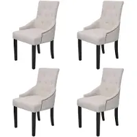 vidaXL Eetkamerstoelen 4 stuks polyester crème online kopen