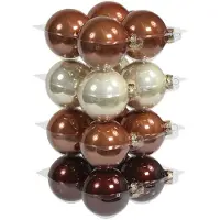 Othmar decorations Kerstballen - 16x st - bruin tinten - 8 cm - glas - Kerstbal