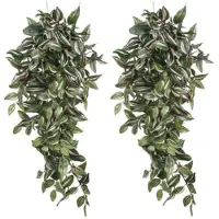 Mica Decorations 2x stuks tradescantia vaderplant kunstplanten groen L80 x B30 x H15 cm hangplant - Kunstplanten