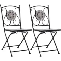 vidaXL Mozaïek klapstoelen, 2 stuks, grijs