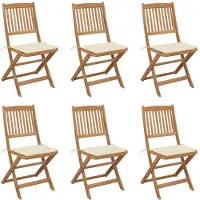 vidaXL Tuinstoelen 6 st inklapbaar met kussens massief acaciahout