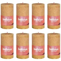 Bolsius Stompkaarsen Shine 8 st rustiek 100x50 mm honinggeel